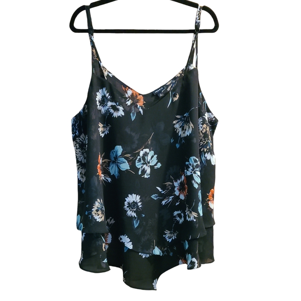 Torrid Black Floral Tank Plus Sz 3
